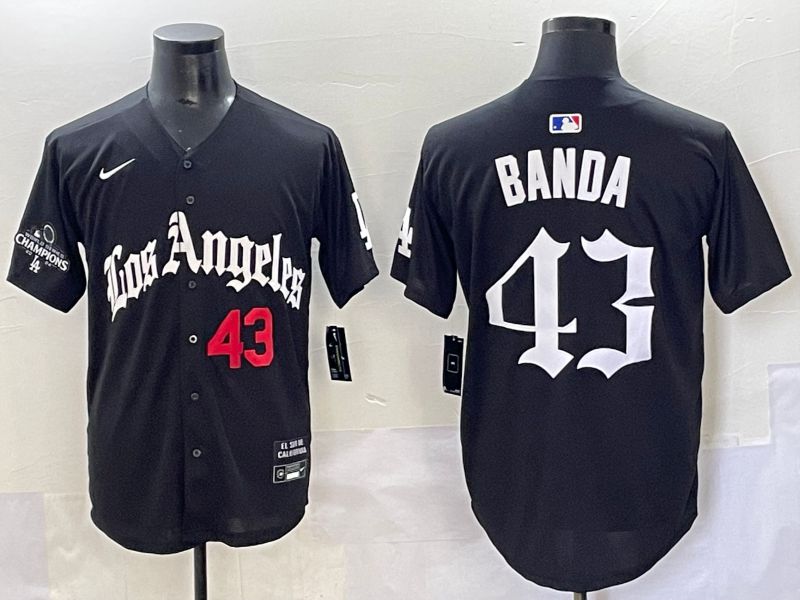 Men 2025 Los Angeles Dodgers 43 Banda Black Five generations Joint Name Nike MLB Jersey style 3